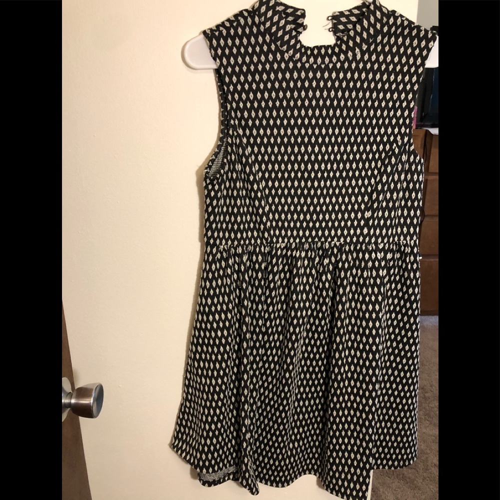 High neck black and white dress